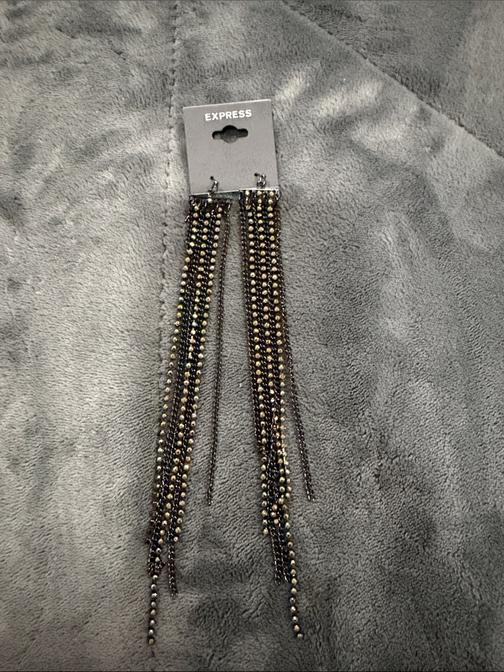 Express Black and Gold Multi-Chain Dangle Earrings